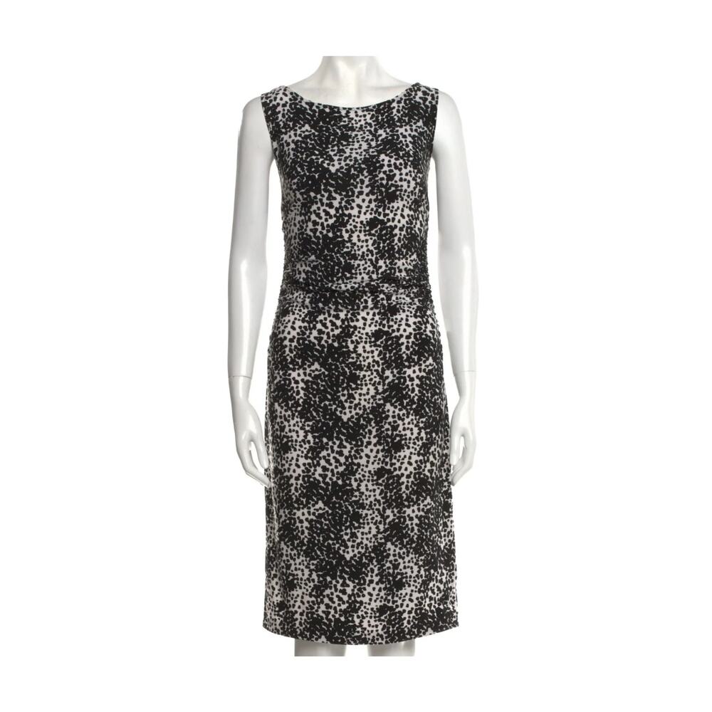 Norma Kamali Animal Print Knee-Length Ruched Black and White Dress Women Size XL